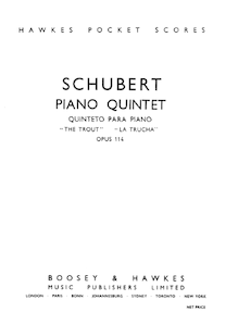 Partition complète, quintette pour Piano et violon, viole de gambe, violoncelle et contrebasse par Franz Schubert