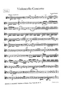 Partition altos, violoncelle Concerto No.2, D major, Haydn, Joseph