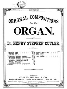 Partition No., Andante en B♭ major, 20 Compositions pour orgue, Cutler, Henry Stephen