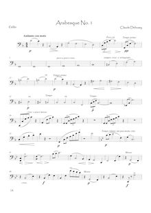 Partition violoncelle, Deux Arabesques, 1. E major2. G major, Debussy, Claude