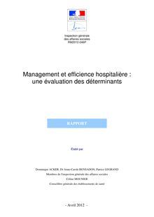 Management et efficience hospitalière : une évaluation des déterminants