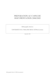 Bibliographie - PREPARATION AU CAPES DE DOCUMENTATION 2008/2009