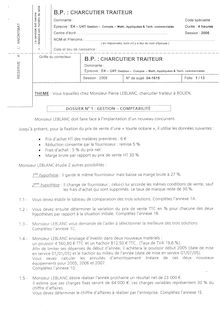 Gestion - Comptabilité, mathématiques appliquées et techniques commerciales 2005 BP - Charcutier traiteur
