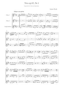 Partition Transcription pour 2 hautbois et Cor Angais: Score, parties, Trio Op.83 No.1