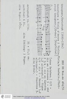 Partition complète, Ouverture en E major, GWV 438, E major, Graupner, Christoph