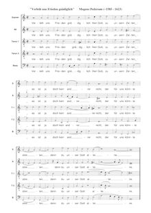 Partition complète, Pratum spirituale, det er Messer, Salmer, Motteter, som brugelig ere udi Danmark og Norge, komponerede med 5 Stemmer par Mogens Pedersøn