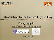 Introduction to the Lattice Crypto Day