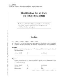 Accord / Déterminant, Identification des attributs du complément direct