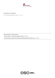 Audition colorée - compte-rendu ; n°1 ; vol.1, pg 341-341