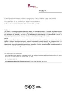 Eléments de mesure de la rigidité structurelle des secteurs industriels à la diffusion des innovations - article ; n°1 ; vol.26, pg 34-51