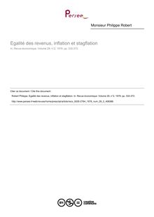 Egalité des revenus, inflation et stagflation - article ; n°2 ; vol.29, pg 332-372
