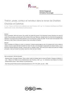 Théron, pirate, conteur et narrateur dans le roman de Chariton, Chairéas et Callirhoé - article ; n°1 ; vol.29, pg 149-164