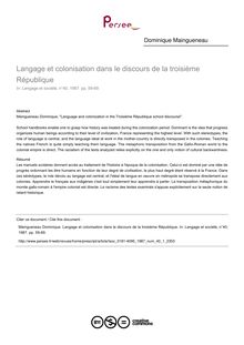 Langage et colonisation dans le discours de la troisième République - article ; n°1 ; vol.40, pg 59-69