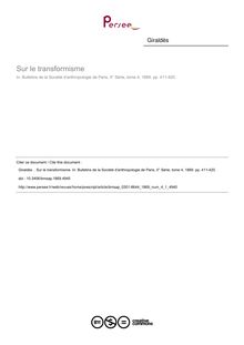 Sur le transformisme - article ; n°1 ; vol.4, pg 411-420