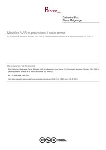 Modèles VAR et prévisions à court terme - article ; n°5 ; vol.106, pg 109-122