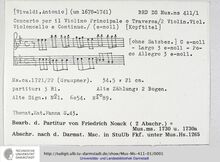 Partition complète, violon Concerto en E minor, E minor, Graupner, Christoph