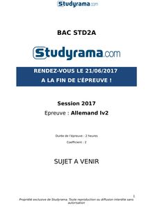 Sujet Bac STD2A 2017 - LV2 Allemand 