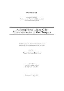 Atmospheric trace gas measurements in the tropics [Elektronische Ressource] / vorgelegt von Anna Katinka Petersen