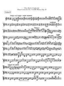 Partition violons II, Piano Concerto No.1, Op.23, B♭ minor, Tchaikovsky, Pyotr