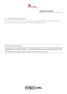 L éducation générale  ; n°1 ; vol.75, pg 25-71
