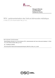 RFA : parlementarisation des Verts et démocratie médiatique - article ; n°9 ; vol.3, pg 70-73