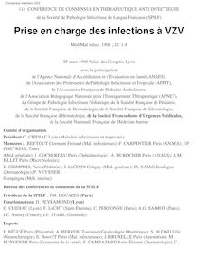 Prise en charge des infections à virus varicelle zona (VZV)