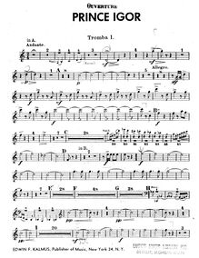 Partition trompette 1 (A, B♭), Prince Igor, Князь Игорь - Knyaz Igor