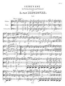 Partition complète, Serenade pour corde Trio, Op.8, D major, Beethoven, Ludwig van par Ludwig van Beethoven