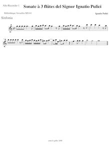 Partition aigu enregistrement  1, Sinfonia a 3 flauti del Sig.re. D Ignatio Pulici