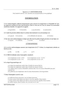 Météorologie 2006 BIA - Brevet d Initiation Aéronautique