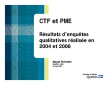 PP- CTF PME - étude 2004 et aperçu étude 2006 - 24 mai 2007