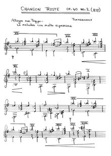 Partition complète, 12 pièces, chanson triste par Pyotr Tchaikovsky