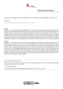 Deux moments dans l histoire du Théorème d algèbre de Ch. F. Sturm - article ; n°2 ; vol.41, pg 99-132