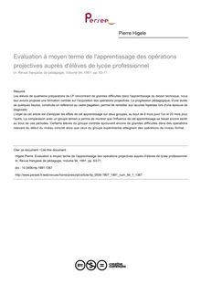 Evaluation à moyen terme de l apprentissage des opérations projectives auprès d élèves de lycée professionnel - article ; n°1 ; vol.94, pg 63-71