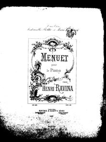 Partition de piano, Menuet, Ravina, Jean Henri