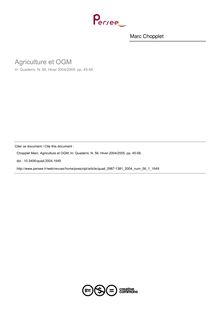 Agriculture et OGM - article ; n°1 ; vol.56, pg 45-58