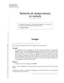 Champs lexicaux, Recherche de champs lexicaux en contexte