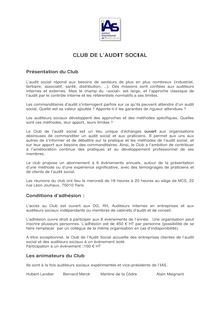 CLUB DE L’AUDIT SOCIAL