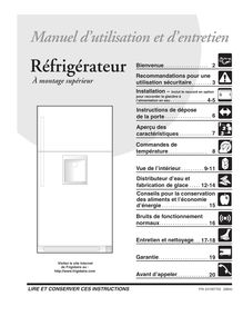Notice Réfrigérateur Frigidaire  FRT21BW8DB0