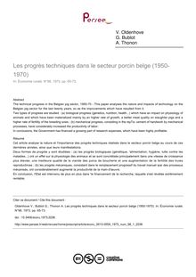 Les progrès techniques dans le secteur porcin belge (1950-1970) - article ; n°1 ; vol.98, pg 65-73