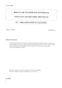 Organisation et gestion 2006 BTS Assistant secrétaire trilingue