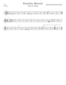 Partition ténor viole de gambe 1, aigu clef, Banchetto Musicale par Johann Hermann Schein