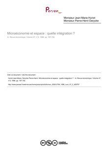 Microéconomie et espace : quelle intégration ?  - article ; n°2 ; vol.47, pg 187-192