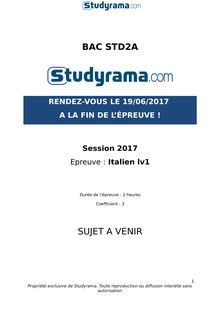 Sujet Bac STD2A 2017 - LV1 Italien