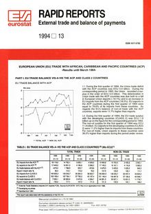 RAPID REPORTS: External trade and balance of payments. 1994/13