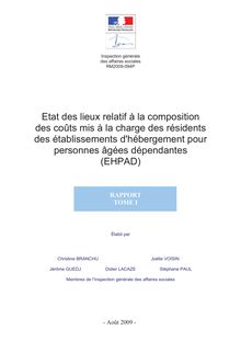 Etat des lieux relatif à la composition des coûts mis à la charge des résidentsdes établissements d hébergement pour personnes âgées dépendantes (EHPAD)