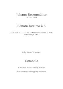 Partition Cembalo, Sonatae à 2,3,4 è 5 stromenti da arco et altri