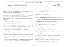 Mathématiques 1 2001 Classe Prepa PSI Concours Centrale-Supélec