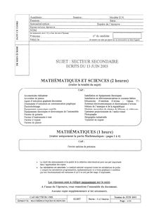 Mathématiques - Sciences 2003 CAP Installations en équipements électriques
