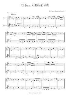 Partition complète, 12 cor Duos, 12 Duets, Mozart, Wolfgang Amadeus par Wolfgang Amadeus Mozart